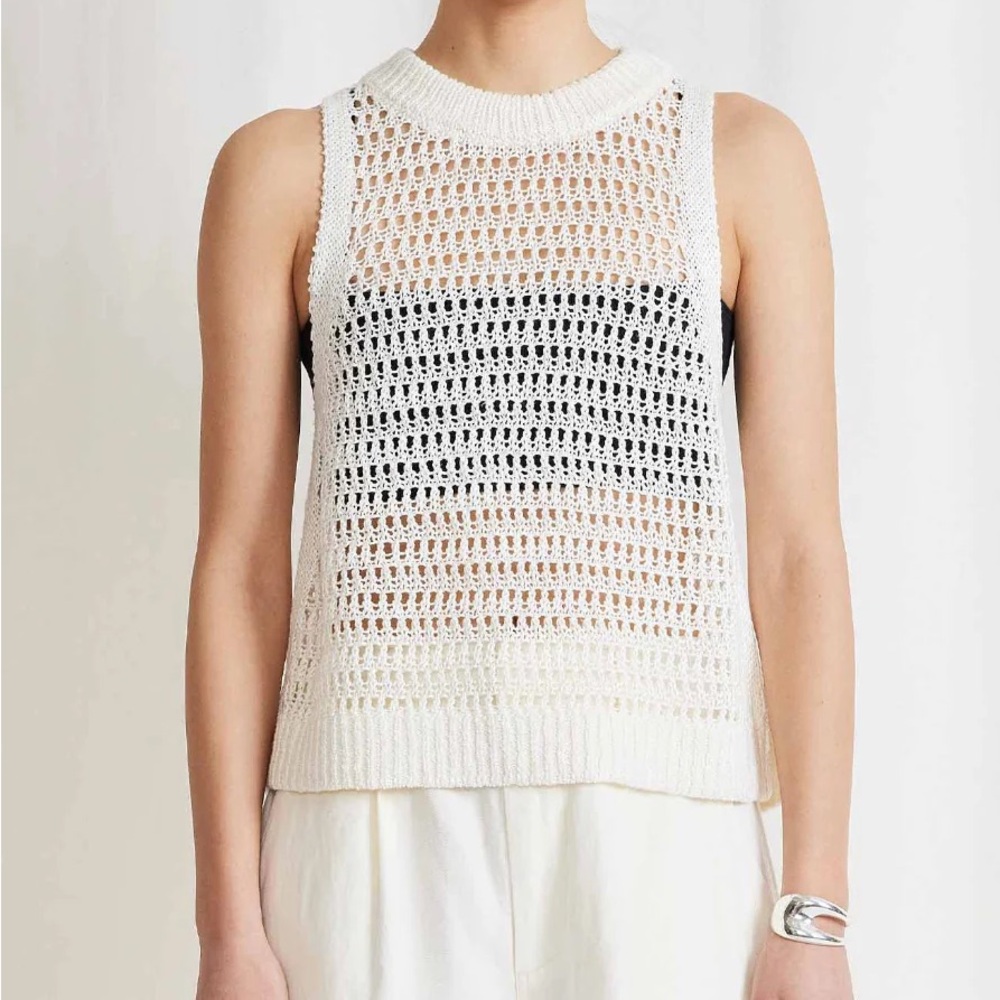 Apiece Apart Openwork Crochet Cream Tank Top